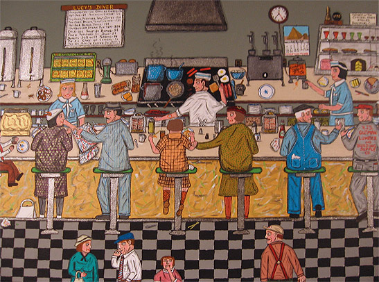 painting of an American diner