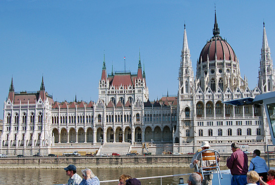 a view of Budapest's Houses of Parliament on a Danube River cruise