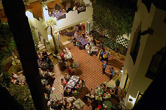 overhead view of dining on the Hotel Diana