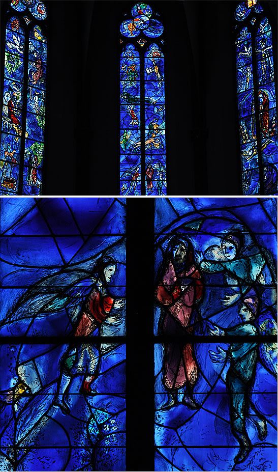 blue stained glass windows at St. Stephen's, Mainz