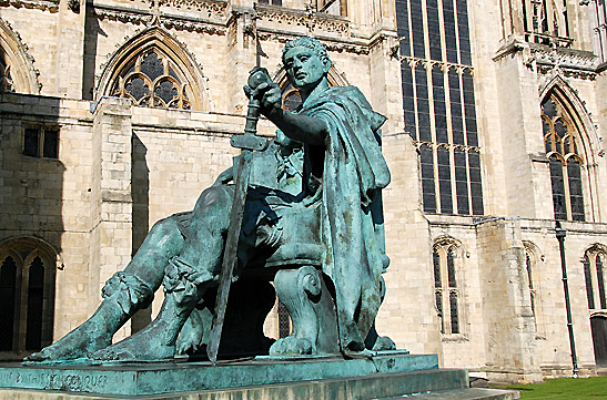 statue of Roman emperor Constantine outside Yorkminster