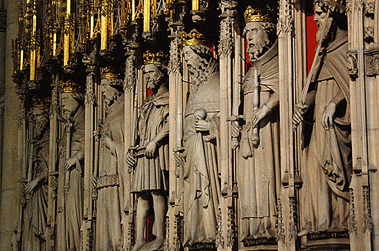 the Choir Screen or Quire Screen with carvings of 15 English monarchs, interior of Yorkminster