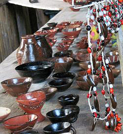 pottery and ornaments for sale at a Quichuan village near Cotococha Amazon Lodge