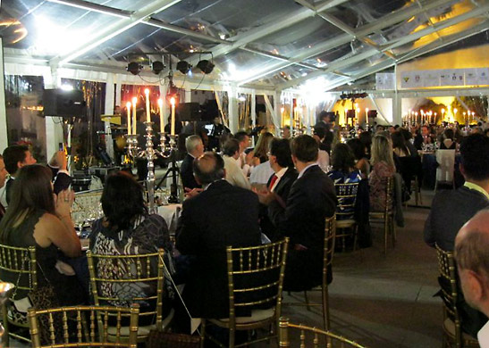 view of the IV Beira Interior Wines Competition Award Dinner at the Jardim do Pao glass-roofed ballroom