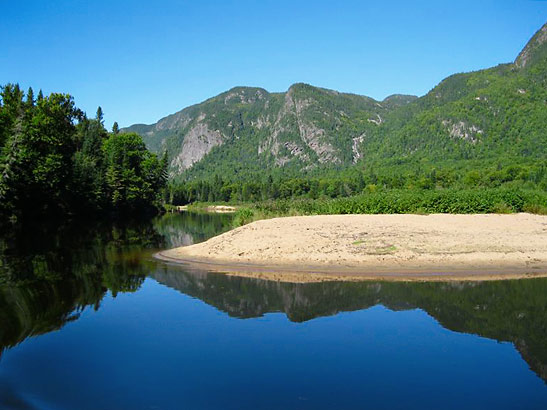 relfective waters at the Parc National des Hautes-Gorges-de-la-Rivere-Malbaie, Charlevoix, Quebec