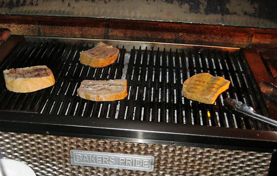 grilling bread at the L'Auberge des 3 Canards, Charlevoix