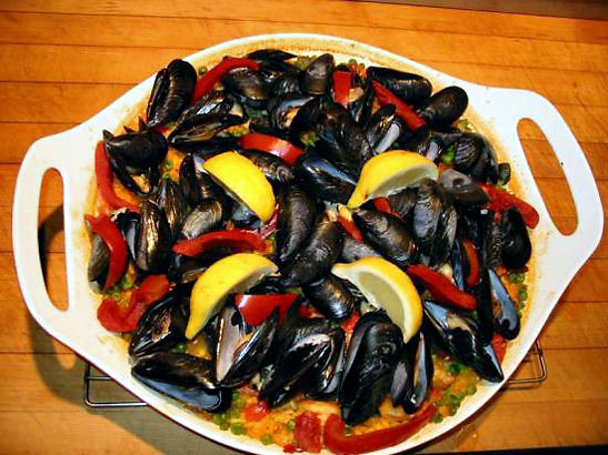 a plate of paella