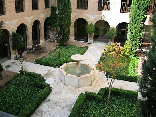 A typical courtyard in one of the historic Paradores near Madrid