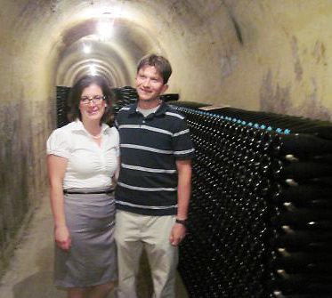 Pierre and Daniella Fresne inside their wine caves, Fresne Ducret, Villedommange