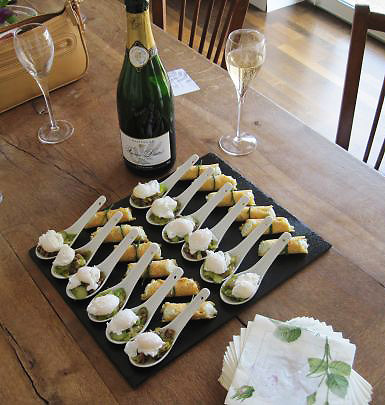 another set of appetizers prepared by Daniella Fresne served with champagne