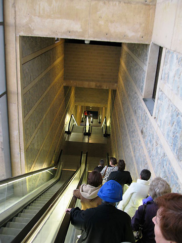 view looking down new escalator from the entrance