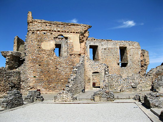 ruins of an ancient hilltop fortress near border crossing