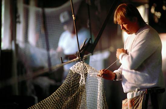 shrimp netters hand-weaving nets, Amelia Island
