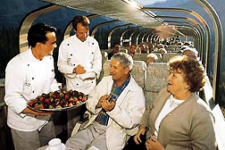 snacks being served to passengers aboard the GoldLeaf service