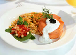 smoked salmon breakfast meal on the GoldFeaf service section