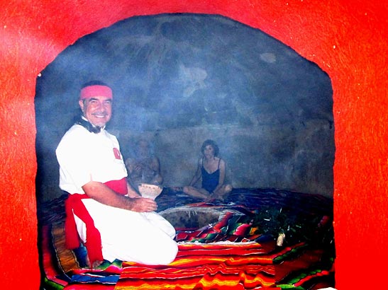 inside the Temazcal sweat lodge