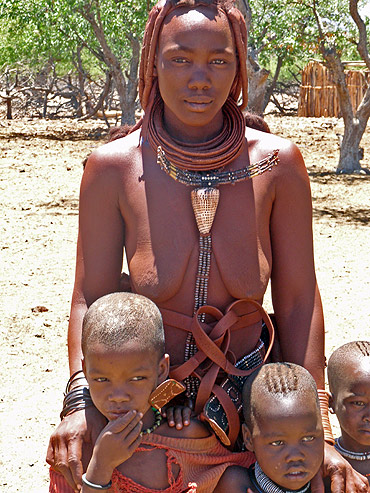 Himba woman with children