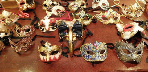 a variety of masks at the Mask Gallery, New Orleans