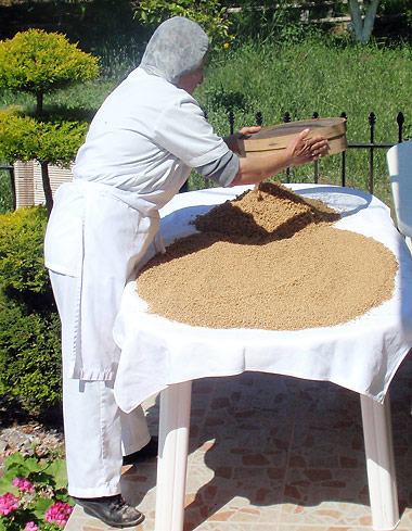 sesame being dried on the porch, Appolonia Bakery