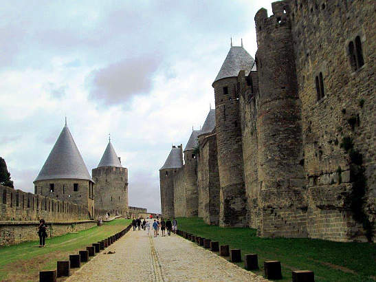 fortified walls and watchtowers of Carcassonne, southern France
