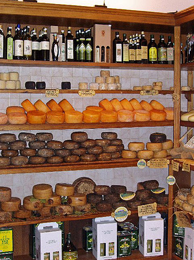 wines and cheeses in a 12th-century farmhouse, Tuscany