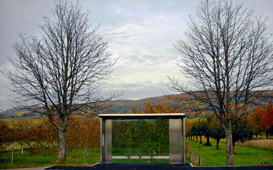 bus stop designed by Jasper Morrison outside the Vitra Design Museum