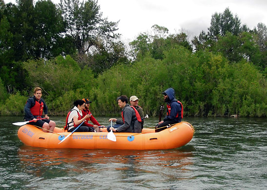 boaters navigating the Bow River, Calgary