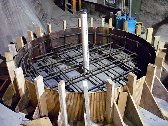 foundation for a Greater Cleveland Aquarium fish tank under construction