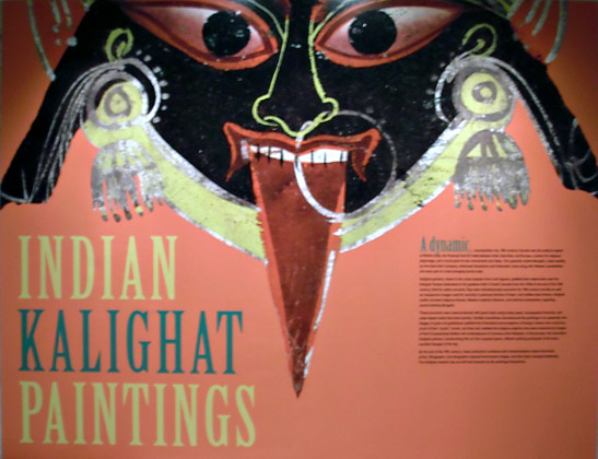 a poster for an exhibit of Indian Kalighat paintings at the Cleveland Museum of Art showing a painting of the Hindu goddess Kali