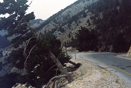 a winding road at the Lefka Oki or White Mountains