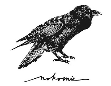 logo of Nokomis: an artist's rendition of a raven set on a white background