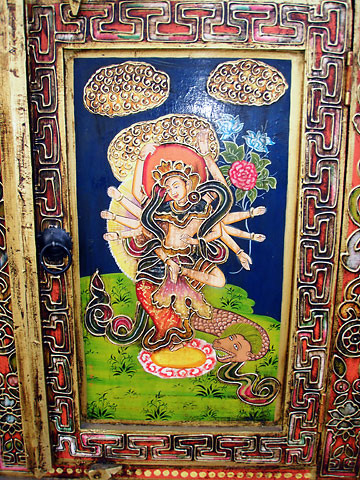 colorful Indian art on door, Whyte Ave.