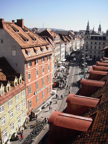 looking down a street in Graz