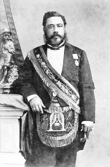 King Kalakaua in full Masonic regalia