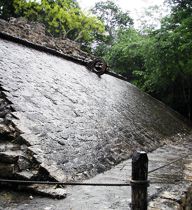 ancient ball court at the Mayan ruins in Coba