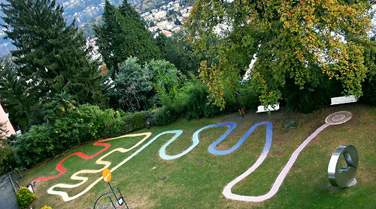 Chiara's Rainbow, a multicolored path at Monte Verita, Switzerland
