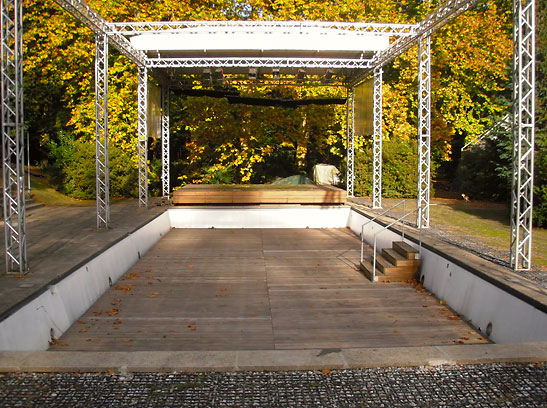 outdoor performance space converted from old swimming pool, Bauhaus Hotel, Monte Verita