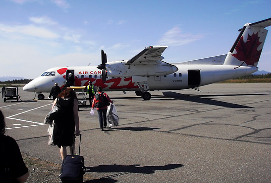 passengers boarding Jazz plane, Prince Rupert/Digby Island Airport