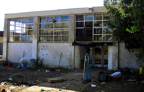 wrecked warehouse just outside downtown Richmond, British Columbia