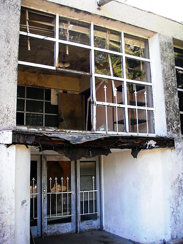 facade of the wrecked warehouse