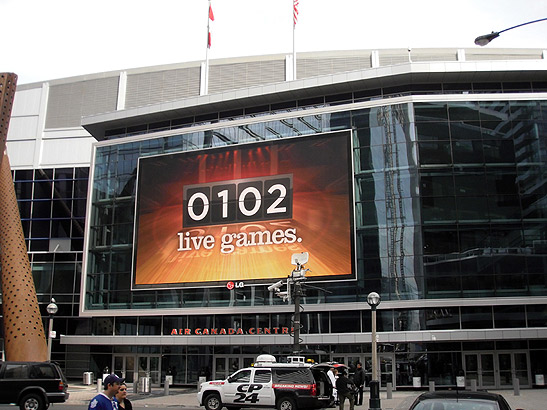 the giant screen outside the Air Canada Centre, Toronto
