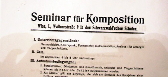 photocopy of Arnold Schoenberg's classnotes at the Arnold Schoenberg Center