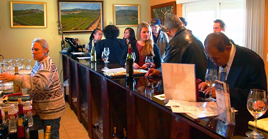 guests sampling wine at the Reyes Winery
