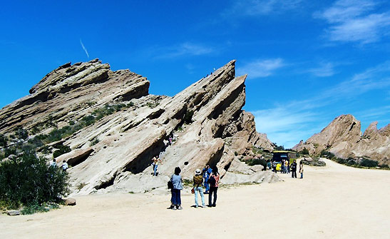 angled giant rock formations at the Vasquez Rocks Natural Area