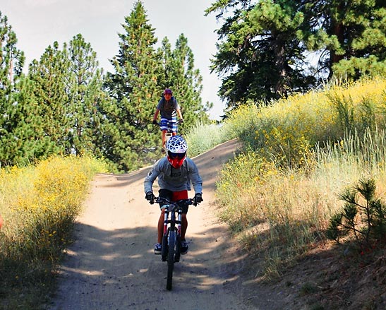 bikers on a mountain trail at Big Bear