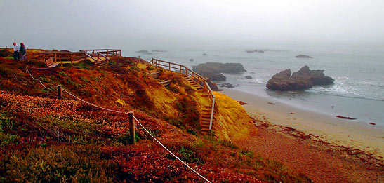 boardwalk along Cambria's coast