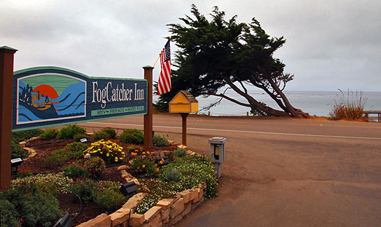 entrance to the FogCatcher Inn, Cambria, central California