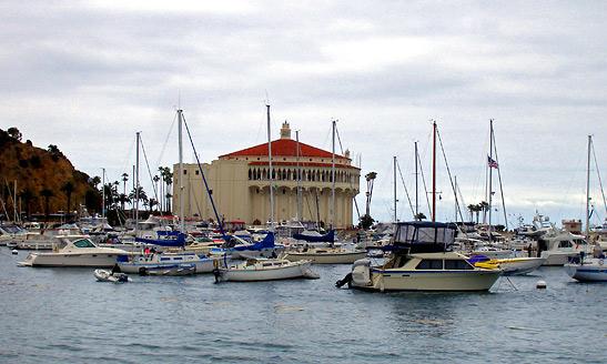 boaats and yachts moored at Avalon, Catalina Island