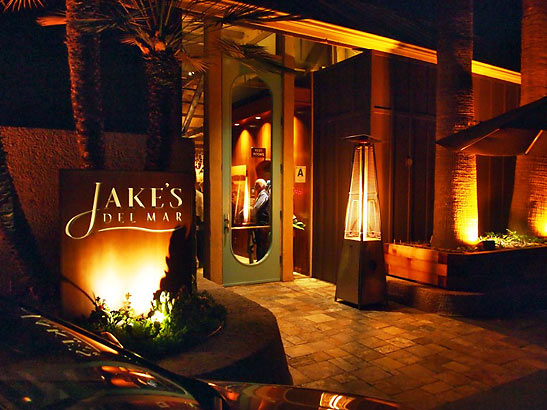 the entrance to Jake's at night, Del Mar