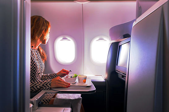 passenger dining on a JetBlue flight